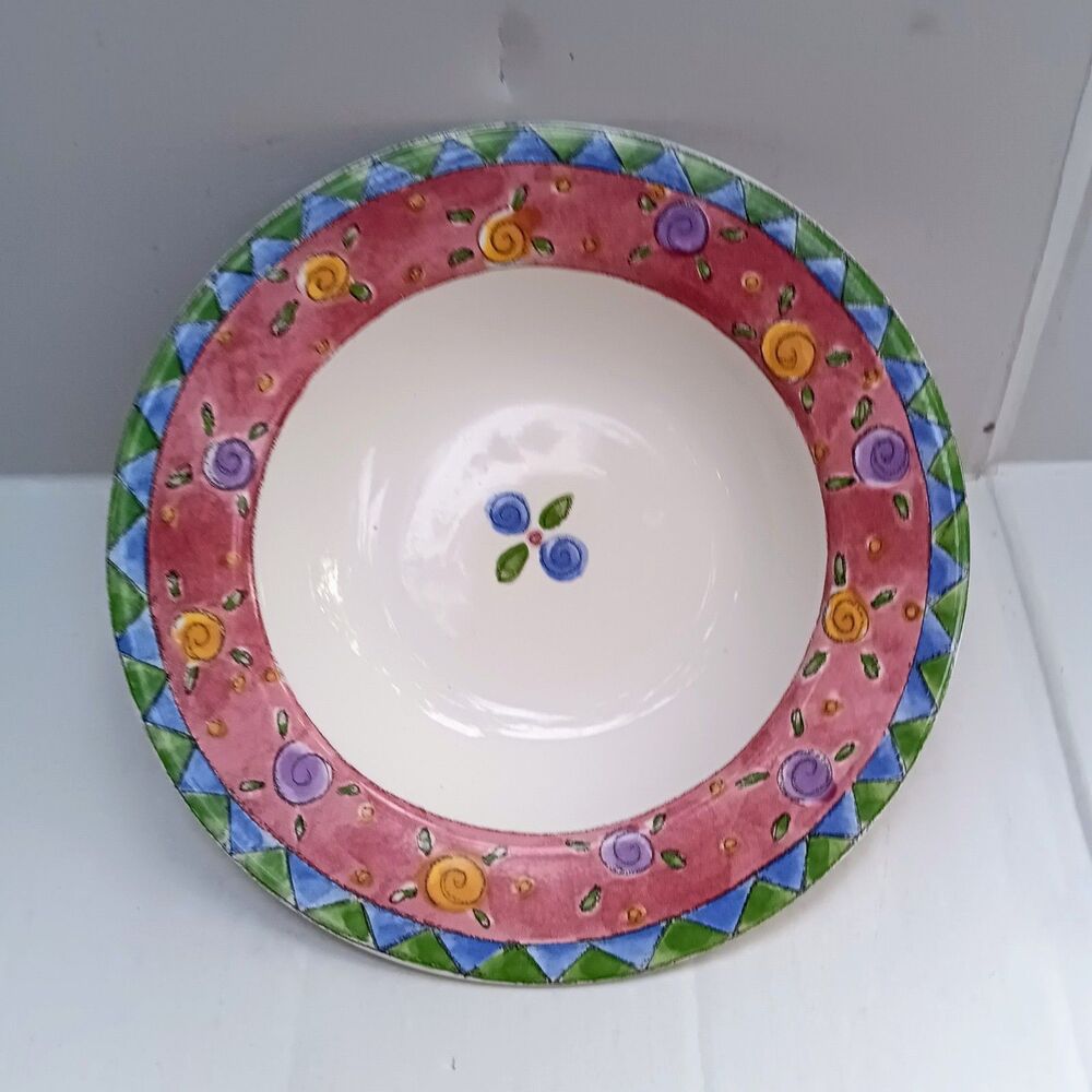 Vtg Sango The Sweet Shoppe Cranberry Twirl Rim Soup Bowl-3025-Sue Zipkin-8 7/8"